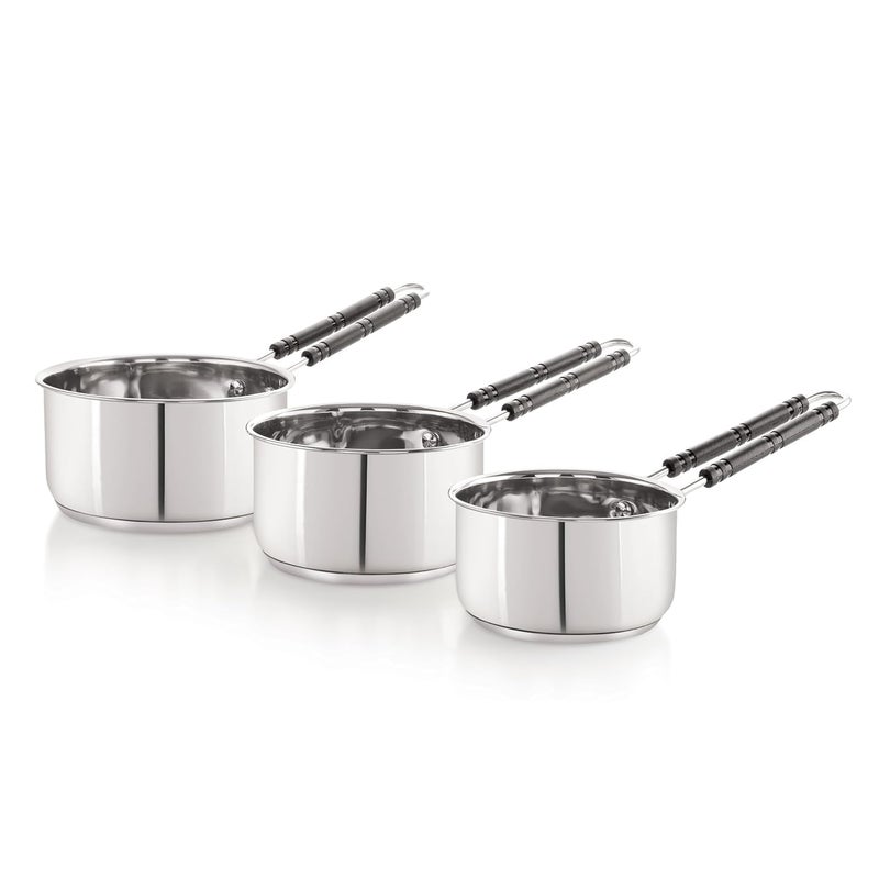 BPE Stainless Steel Induction Base Saucepan, Tea Coffee Pan, Milk Pan, Tapeli Patila, Sauce Pot Cookware with Handle Combo Set of 3 - Image 2