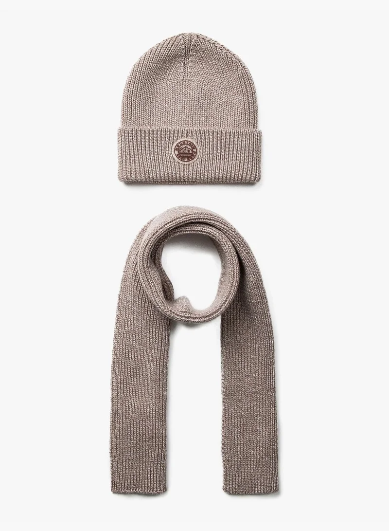 كوتون Beanie Scarf Set Kids