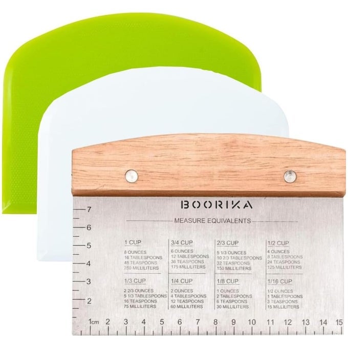 DOUGH SCRAPER BENCH SCRAPER KITCHEN STAINLESS STEEL SOURDOUGH TOOLS DOUGH CUTTER FOR SOURDOUGH BREAD PIZZA AND FLAT TOP GRIDDLES CHEF APPROVED