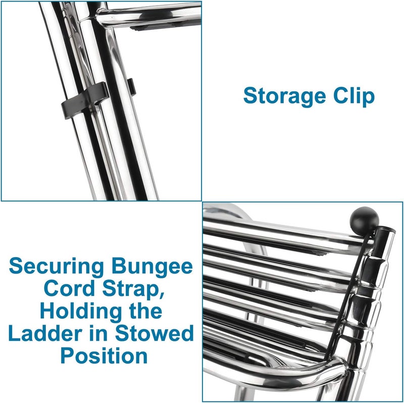woobles 4 Step Removable Stainless Folding Pontoon Boat Ladder,Telescopic Folding Rear Entry Dock Ladder with Extra Wide Step To the Right - Image 5
