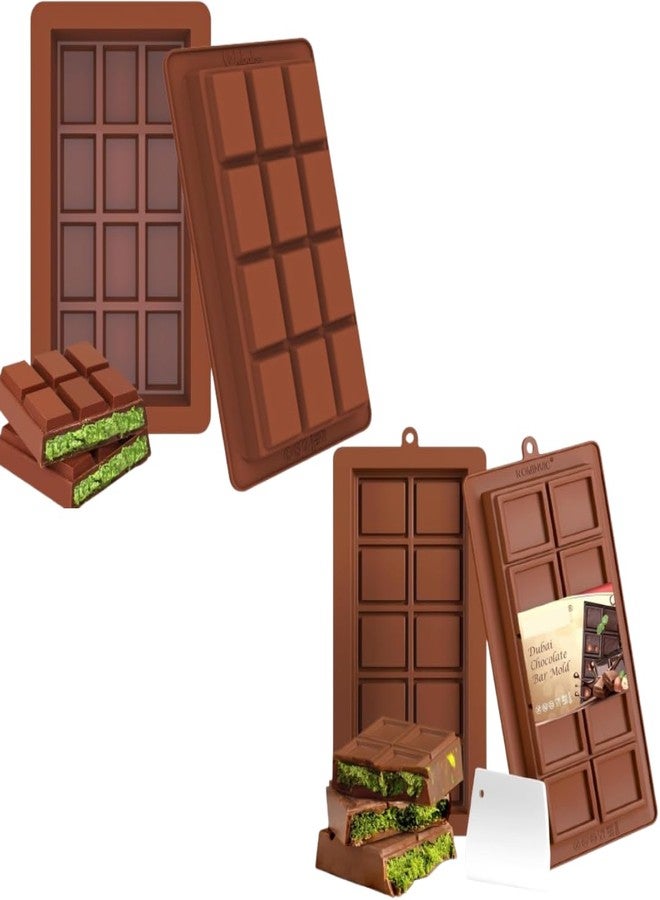 LEGACYCART 10 Cavity Square Shape and 12 Cavity Dubai Kunafa Silicone Mould Deep Rectangular Break Apart Chocolate Bar for Pistachio Knafeh DIY Ganache Caramel Treats for Kids (Pack of 2) - Image 1