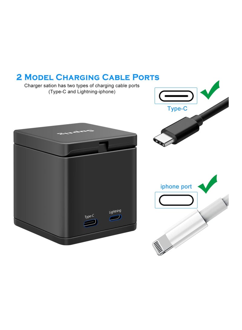 Excefore شاحن بطارية متوافق مع GoPro Hero 12 وHero 11 وHero 10 وHero 9 Black، محطة شحن بطارية ثلاثية القنوات لـ GoPro Hero 12/11/10/9 - Image 5