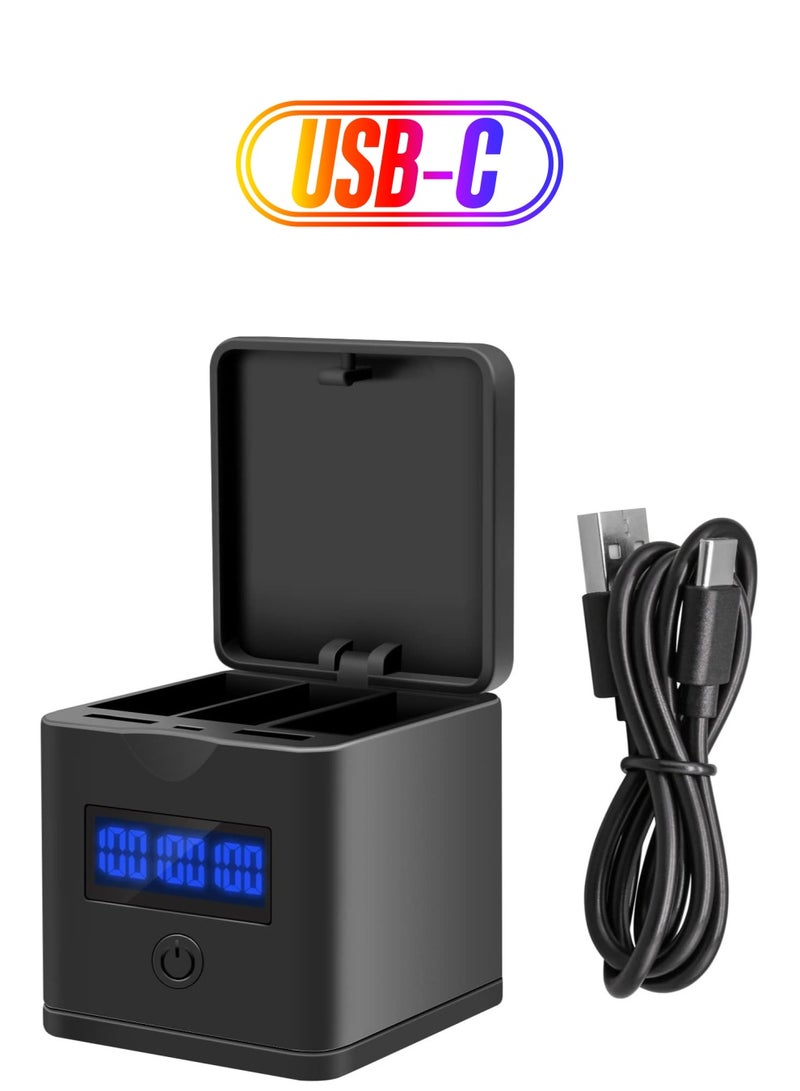 Excefore شاحن بطارية متوافق مع GoPro Hero 12 وHero 11 وHero 10 وHero 9 Black، محطة شحن بطارية ثلاثية القنوات لـ GoPro Hero 12/11/10/9 - Image 1