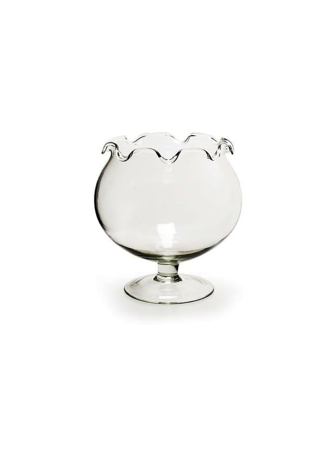 Glass vase- Decorative Bowl, 25 cm Diameter, Wavy Rim Design