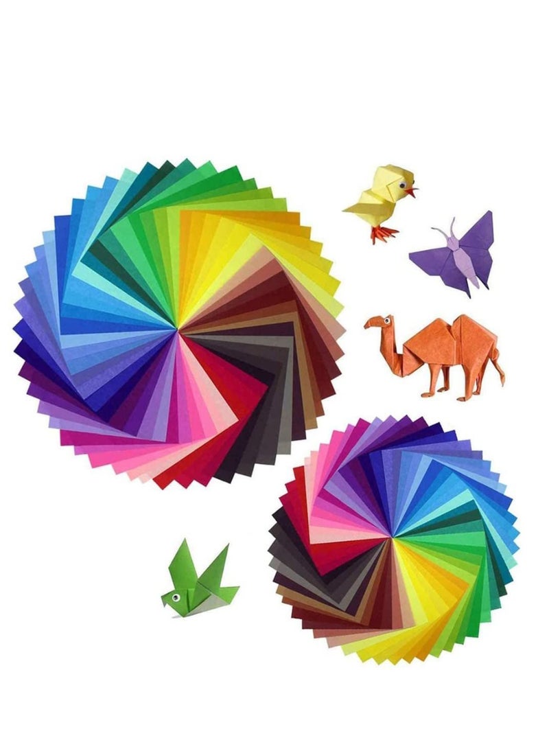 Y&D Origami Paper, 200 Sheet Shiny Single Sided 50 Different Color Square Folding Paper Pack for Kids Arts and DIY Crafts, 2 Sizes Decoration Paper(100 Sheets 15x15cm + 100 10x10cm) - Image 1