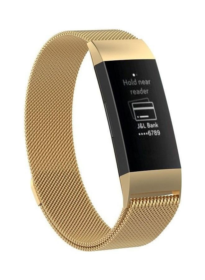 NIBEMINENT Stainless Steel Metal Mesh Wrist Strap Watch Band Gold - Image 1