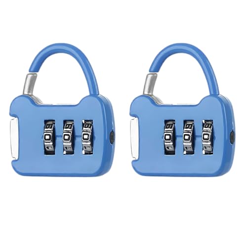 Seven Moon Numeric Combination Security Padlock for Luggage, Backpacks, Suitcases, Briefcases, and Travel Accessories – Durable, Secure, and Convenient – Pack of 2 (Blue) - Image 1
