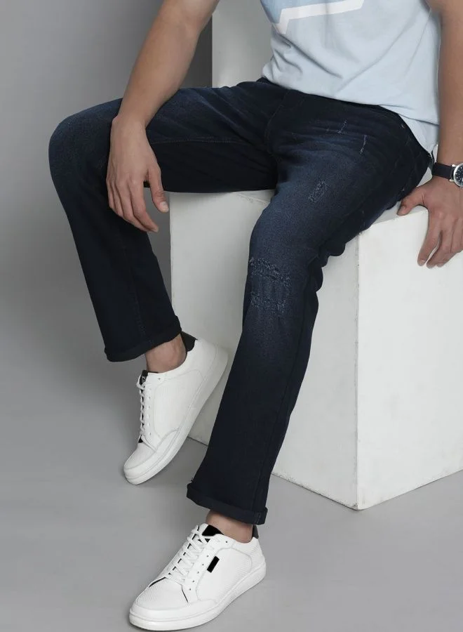 The Indian Garage Co Men Slim Straight Fit Solid Mid-Rise Stretchable Jeans