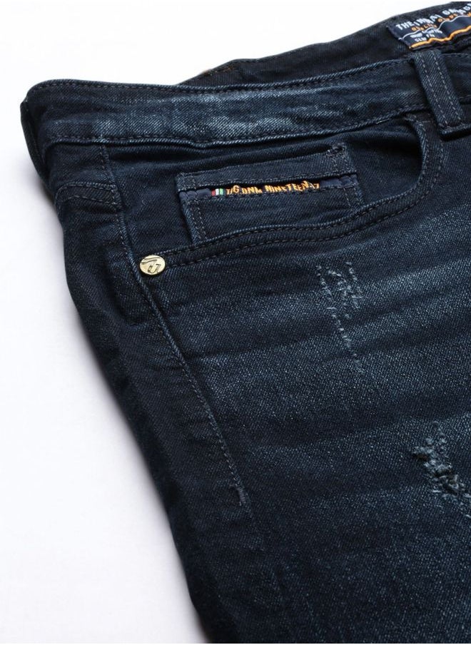 The Indian Garage Co Men Slim Straight Fit Solid Mid-Rise Stretchable Jeans  - Image 4