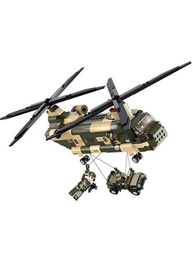 Sluban - Military Blocks Army Bricks Toytransport Helicopter Building Block & 5 Soldier - Image 1