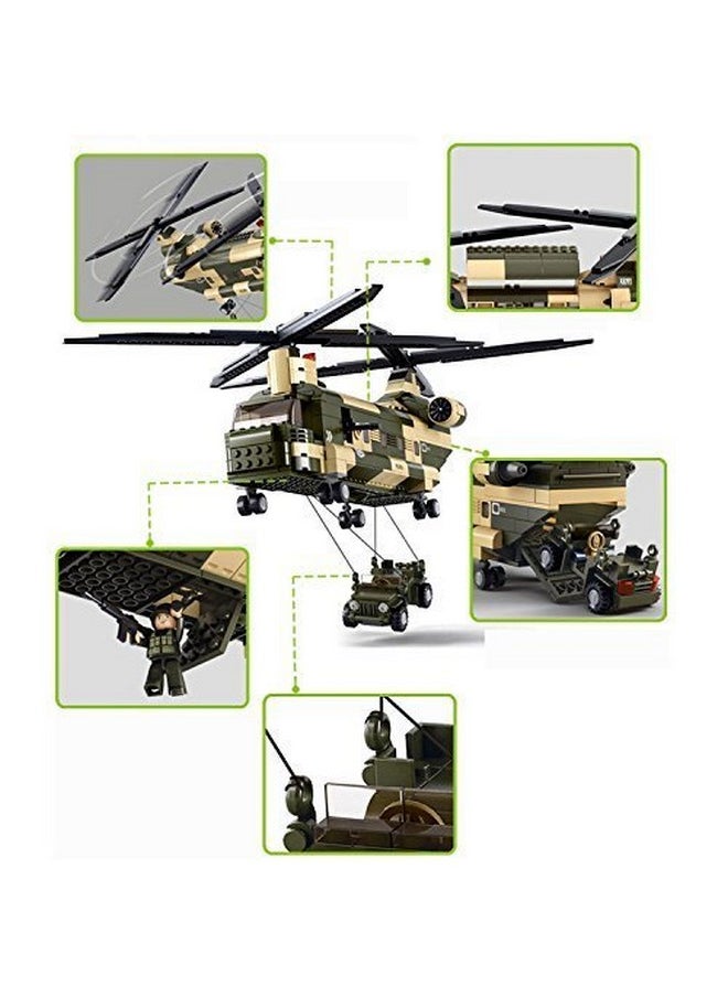 Sluban - Military Blocks Army Bricks Toytransport Helicopter Building Block & 5 Soldier - Image 1