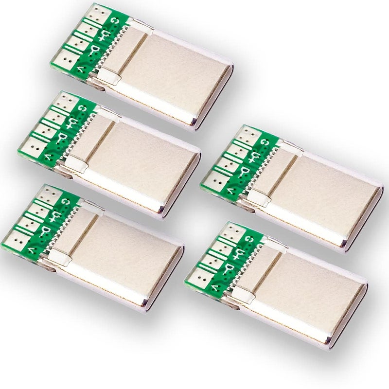 ICSTORE موصل USB ذكر من نوع C، قابس، مقبس، وحدة لحام 4 دبابيس (عبوة من 5) - Image 1