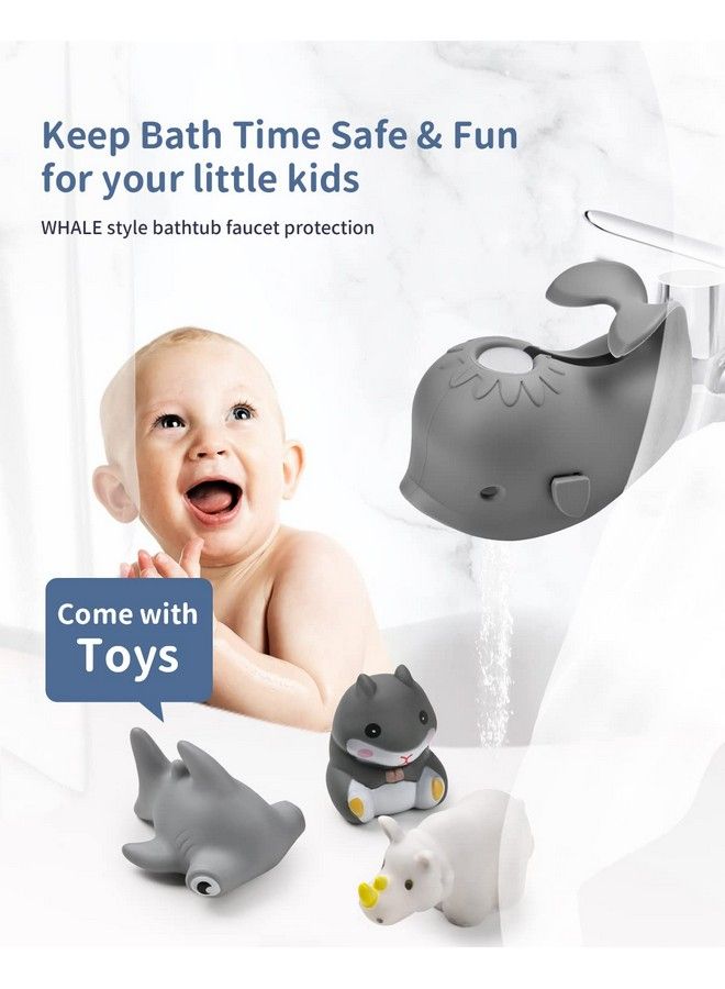 Mandoo Faucet Cover Bathtub Baby Bath Spout Cover For Baby Bath Faucet Cover For Kids Tub Spout Cover Bathtub Faucet Cover Kids Safety Protection Baby Universal Bath Silicone Toys Whale Grey - Image 3