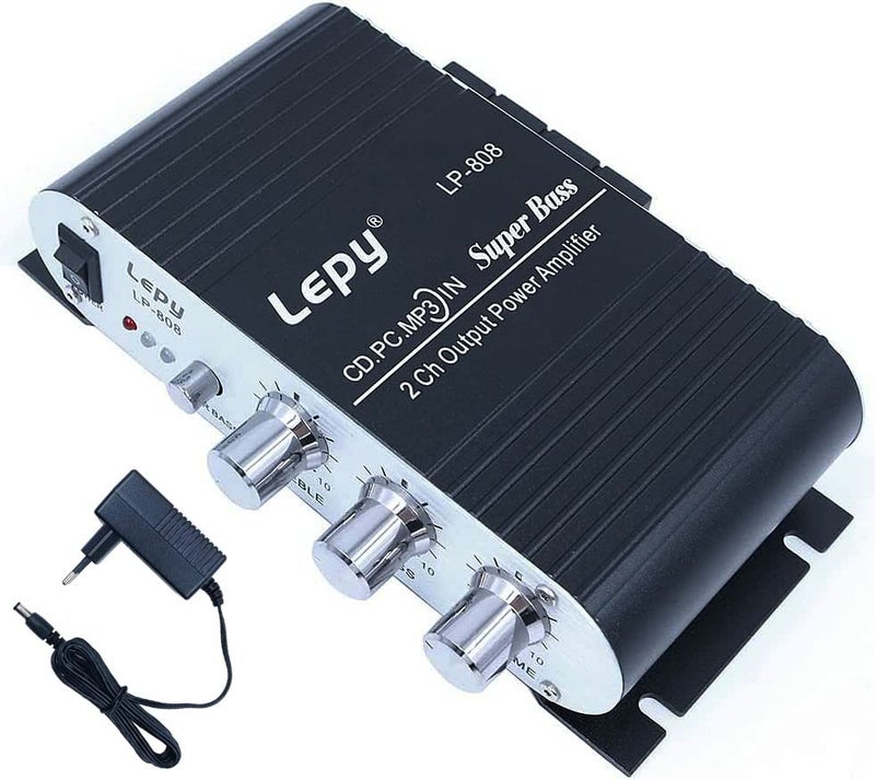 دولا تيك LP-808 مضخم صوت صغير محمول سلكي عالي الدقة بجهد 12 فولت مع مزود طاقة 3 أمبير للهاتف المنزلي والسيارة - أسود - Image 1