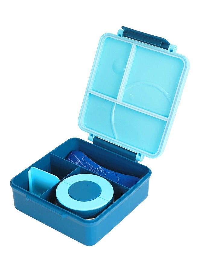 Eazy Kids صندوق غداء جامبو بينتو مع حقيبة غداء زرقاء ووعاء طعام وأدوات مائدة - Image 3