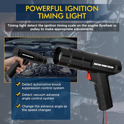 KAISAL Timing Light 12V Ignition Timing Light Automotive Strong Flash Timing Lights with Sliding Sensor Clip,Long Test Lead, Reverse Polarity Protection, Overload Protection for Car, Motorcycle Petrol Engine - Image 3