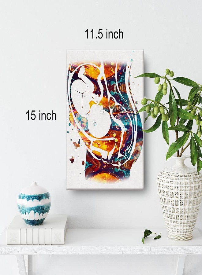 Nvhai Watercolor Pregnancy Art Canvas Painting Baby in Womb Prints Medical Ginecology Art for Home Wall Decor Framed Obstetrics Artwork Gifts(12x15 Inch) - Image 2