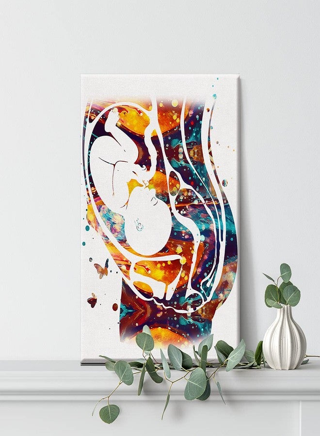Nvhai Watercolor Pregnancy Art Canvas Painting Baby in Womb Prints Medical Ginecology Art for Home Wall Decor Framed Obstetrics Artwork Gifts(12x15 Inch) - Image 5