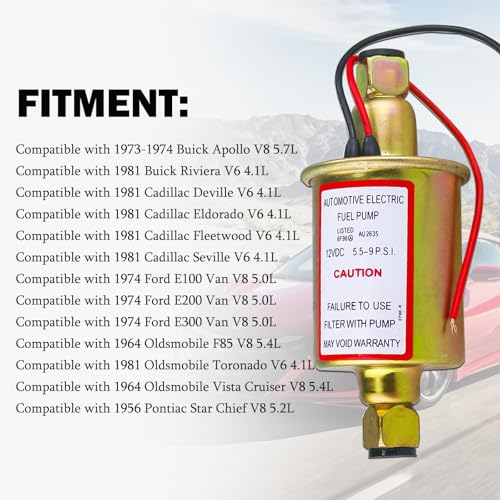 PRUNkuar Universal Electric Fuel Pump 5-9 PSI 30GPH 12V DC E8012S Gasoline and Diesel Fuel Pump for Carburetor Engine E8012S, FD0002, P60430, EP12S, 6414671 - Image 5