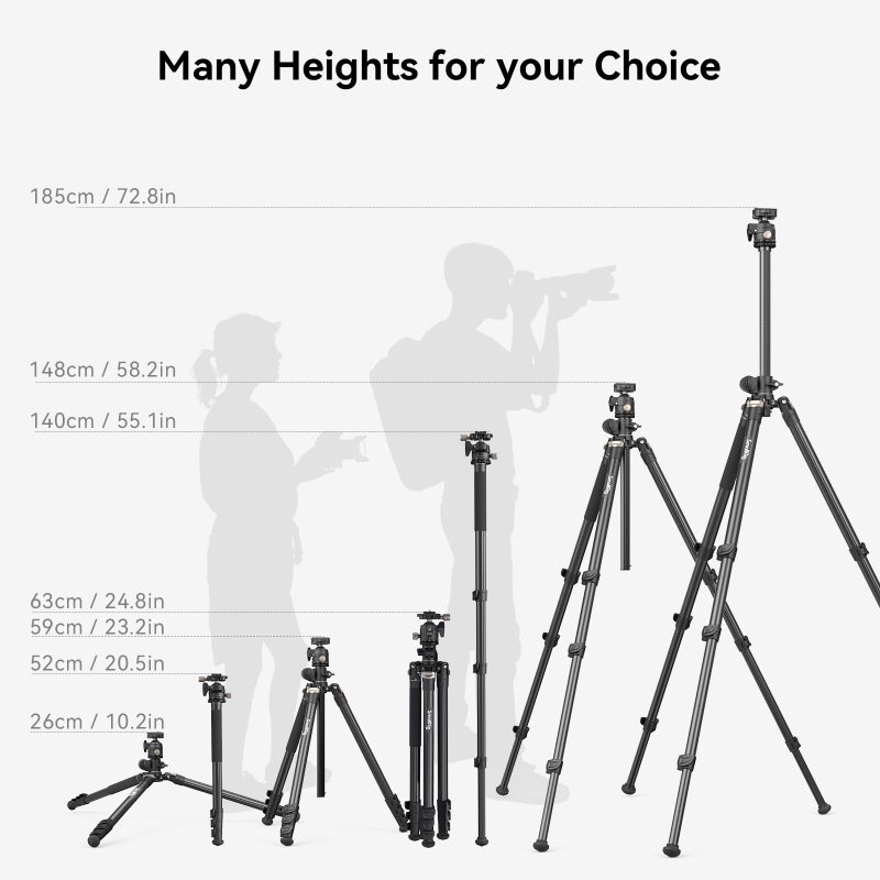 SmallRig CT200 72.8"/200cm Horizontal Overhead Tripod for Camera with Smartphone Holder & Carrying Bag, 33lb Max Load Aluminum Horizontal Camera Tripod for Overhead Shots - Image 5