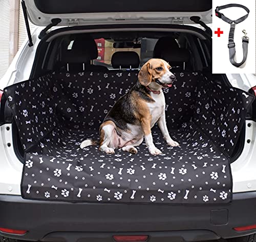 GoBuyer Waterproof Car Boot Liner Protector Covers for Dogs with Side Protection (Black) + Free Headrest Strap - Image 1
