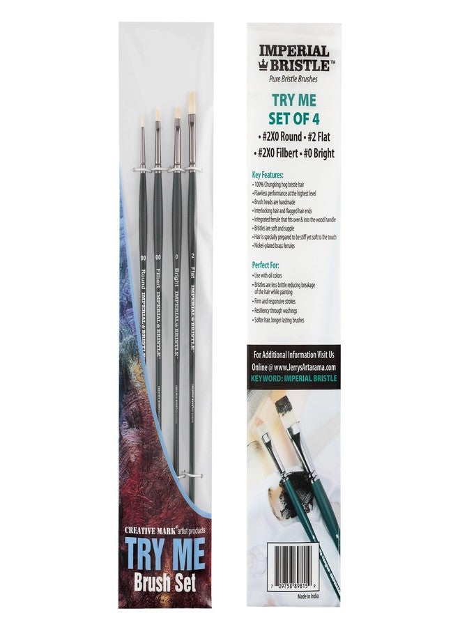 Creative Mark Imperial Professional Chungking Hog Bristle Brushes - Softest and Fullest Bristle Brush for Oil, Acrylic, Painting, & More! - [Assorted Styles - Set of 4] - Image 1