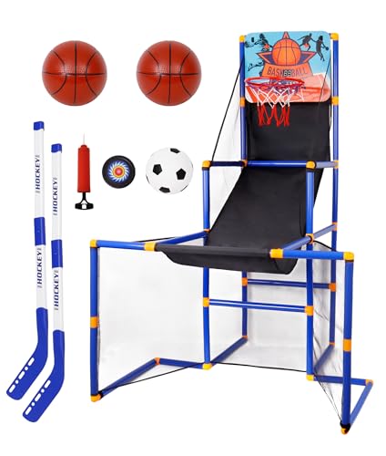 Surpop Kids Basketball Hoop Arcade Game with 4 Balls and Infrared Scoring Indicator Basketball Football Hockey 3in1 Toy Sports Game for Kids 3 - Image 5