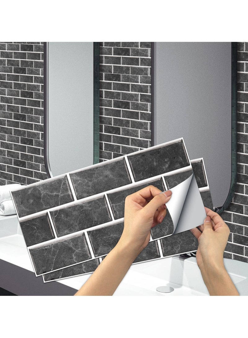 RATSAW 3D Wall Panels Peel and Stick Wallpaper 12PCS 30 x 15cm Wall Tiles Self Adhesive Waterproof Wall Sticker Brick Wallpaper Decorative Tiles Stickers for Kitchen Bathroom Wall Decor - Image 1