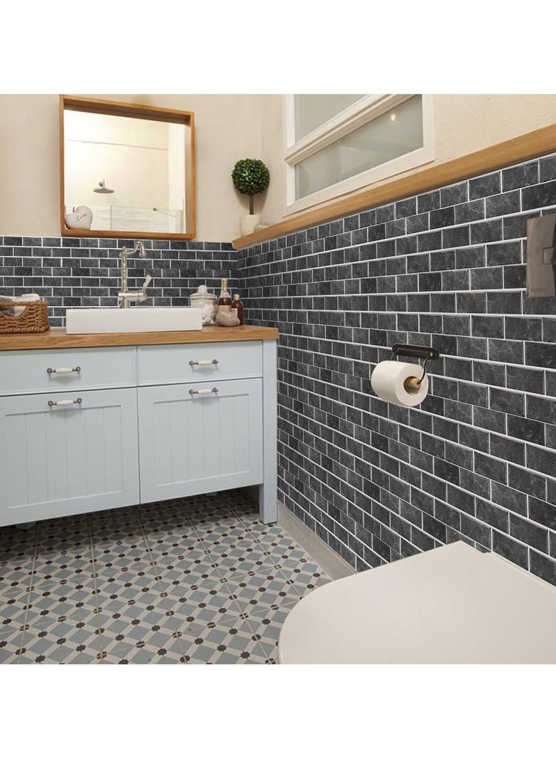RATSAW 3D Wall Panels Peel and Stick Wallpaper 12PCS 30 x 15cm Wall Tiles Self Adhesive Waterproof Wall Sticker Brick Wallpaper Decorative Tiles Stickers for Kitchen Bathroom Wall Decor - Image 2