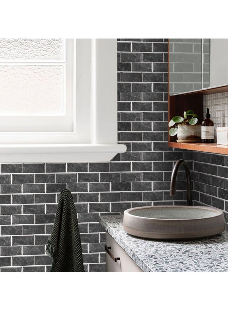 RATSAW 3D Wall Panels Peel and Stick Wallpaper 12PCS 30 x 15cm Wall Tiles Self Adhesive Waterproof Wall Sticker Brick Wallpaper Decorative Tiles Stickers for Kitchen Bathroom Wall Decor - Image 5