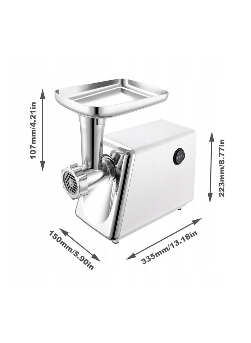 ET-LIFE Meat Grinder, Meat Mincer, Metal Cutting Plates/Accessories/Metal Gears/Stainless Steel Blades for Grinding Meat, Fish, Vegetable, Sausage Maker M2 White - Image 2