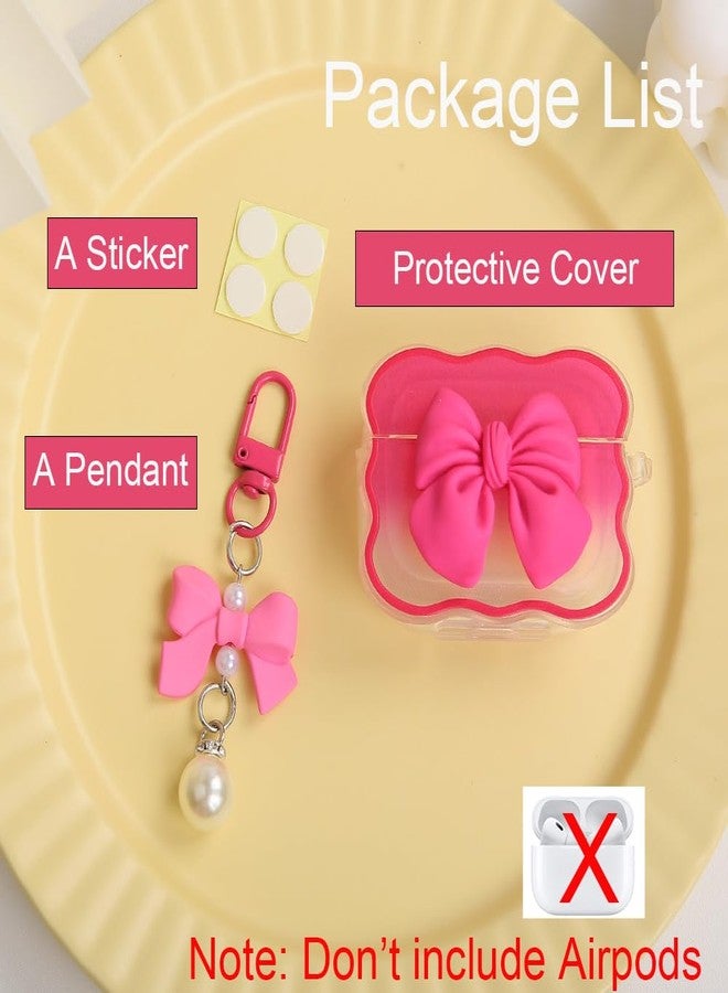 QLD COVER Compatible with Apple AirPods Pro 2 Generation 2022 Case Cover, Cute 3D Bow Tie Design Shockproof Soft Clear TPU Kawaii AirPods Pro2 Protector with Keychain for Women Girls, Bow Rose - Image 2