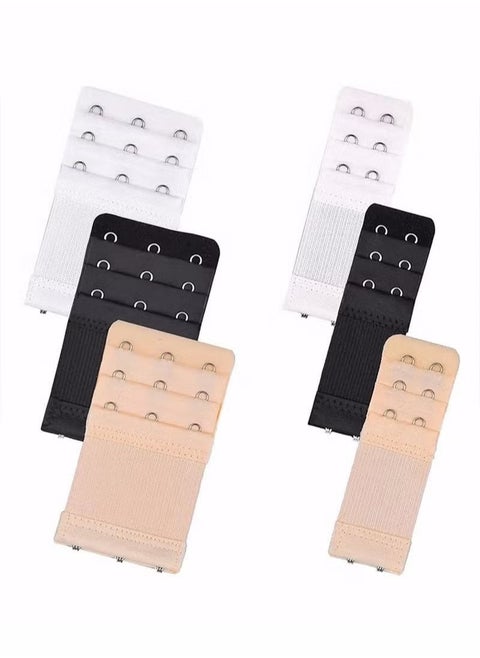 6 Pack High Elastic Bra Extension Buckle Set for Women - Bralette Length Adjustment - Bra Back Universal Two and Three Rows - Skin-friendly Fabric - Bra Strap Extender