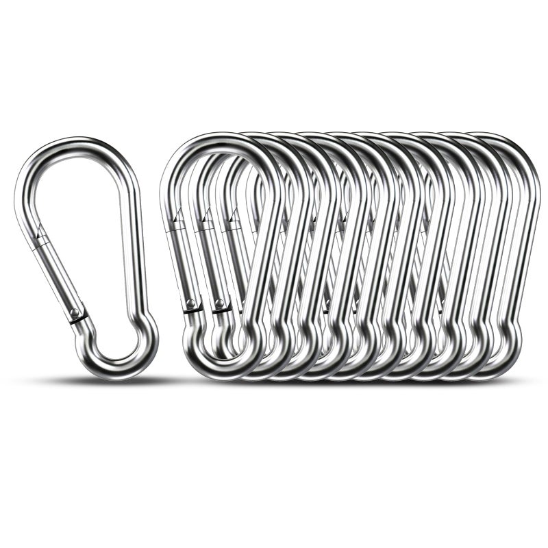 KINLINK Small Carabiner Clip Hooks, 10pcs 2.36 inch Carabiners Heavy Duty, 304 Stainless Steel Spring Snap Hook Fits Camping Hiking, Metal Clips for Rope Chain Keys Rings - Image 1