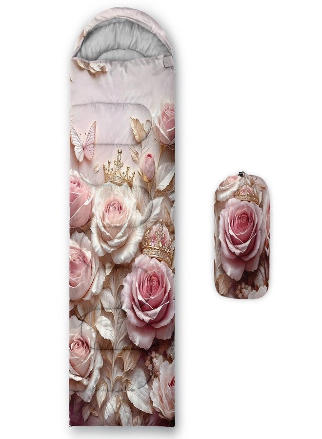 QOOMO Pink Rose Waterproof Sleeping Bags for Adults & Kids,Printed Camping Sleeping Bags, 3 Season Warm & Cool Weather,Lightweight,Traveling,and Outdoors,Camping Gear Equipment,31x90inch - Image 1