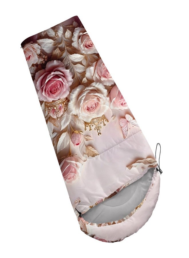 QOOMO Pink Rose Waterproof Sleeping Bags for Adults & Kids,Printed Camping Sleeping Bags, 3 Season Warm & Cool Weather,Lightweight,Traveling,and Outdoors,Camping Gear Equipment,31x90inch - Image 3