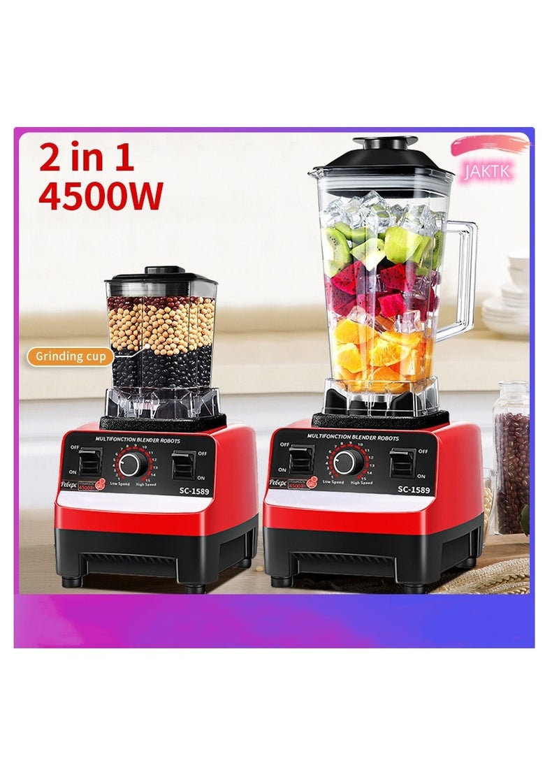 JAKTK Double Cup Kitchen Multi-Function Blender, Powerful Professional Countertop Blender, Grinding High Power Commercial Blender Processor for Making Smoothies, Milkshakes, Crushed Ice, Frozen Fruits and Soups - Image 1