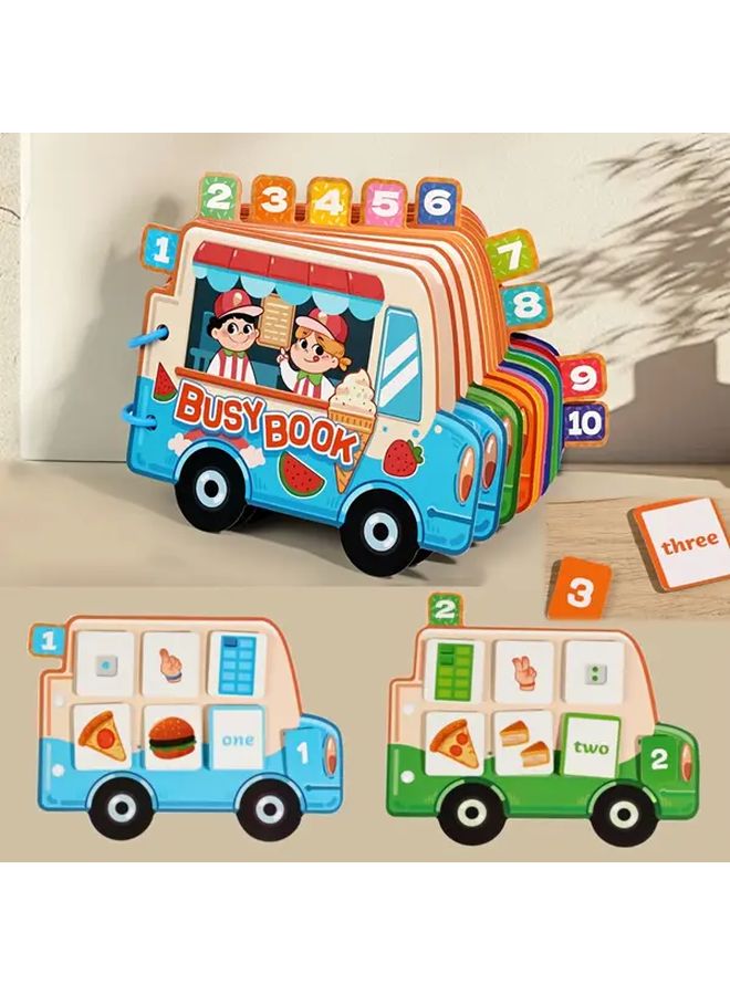 شاحنة الآيس كريم كتاب مهام مطابقة الأرقام كتاب هادئ قابلة لإعادة الاستخدام ملصق تفاعلي كتاب السفر هدية سفر - Image 2