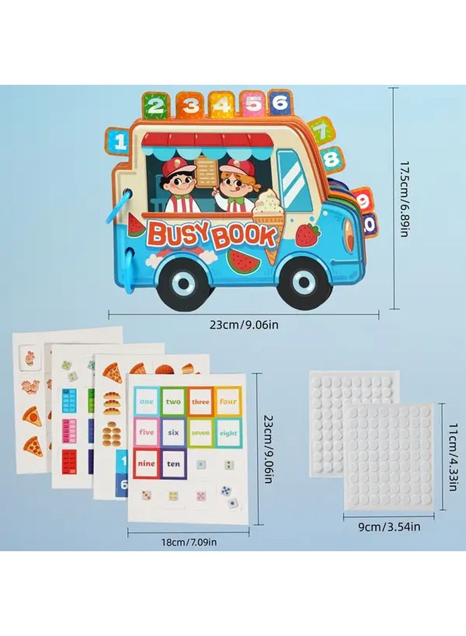 شاحنة الآيس كريم كتاب مهام مطابقة الأرقام كتاب هادئ قابلة لإعادة الاستخدام ملصق تفاعلي كتاب السفر هدية سفر - Image 3