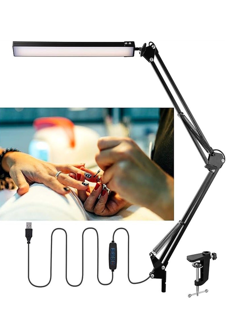 مصباح مانيكير للطاولة، مصباح أظافر للمكتب، مصباح طاولة أظافر احترافي، ذراع متأرجح، شريط LED مزود بأضواء USB - Image 1