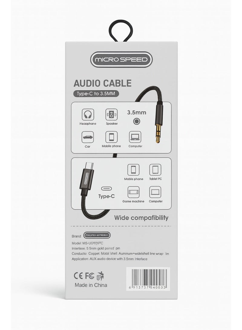 micro speed Type-C to 3.5mm AUX Audio Cable 1M – Premium Braided HiFi Sound Cord – Compatible with Android Phones, Car Stereo & Headphones - Image 4