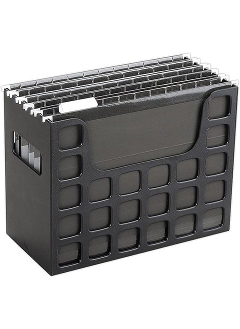 Portable Desktop File Side Handles Hanging File Folders Tabs And Inserts Letter Size 9 1 2 X 12 3 16 X 6 Inches Black 23013