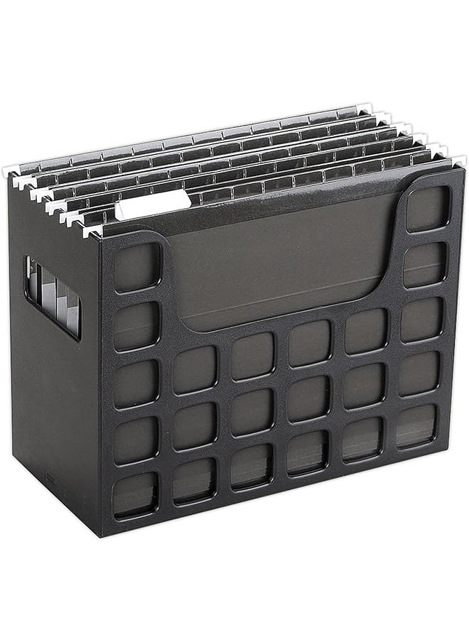 erorex - Portable Desktop File Side Handles Hanging File Folders Tabs And Inserts Letter Size 9 1 2 X 12 3 16 X 6 Inches Black 23013 - Image 1