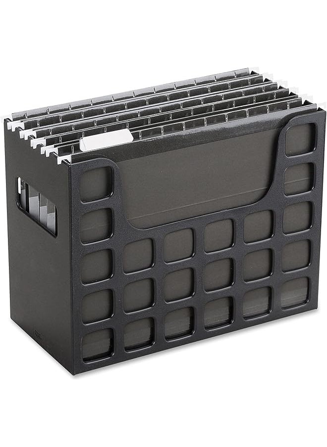 erorex - Portable Desktop File Side Handles Hanging File Folders Tabs And Inserts Letter Size 9 1 2 X 12 3 16 X 6 Inches Black 23013 - Image 1