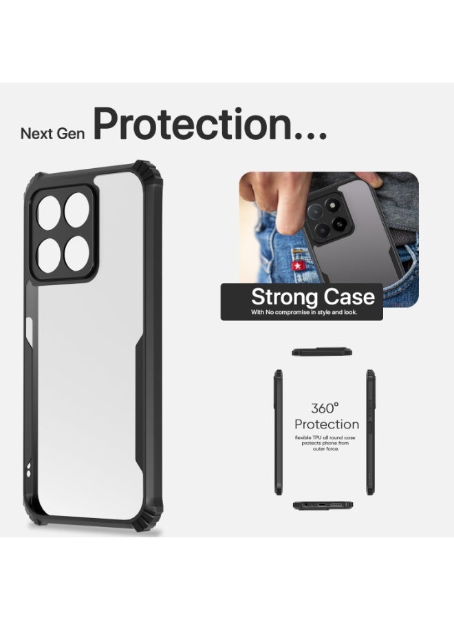 Honor X6c Clear Hard PC Back Cover Case with Shockproof Premium TPU Black Border 360 Degree Impact Resistant Camera lens Protection Transparent Cover For Honor X6c - Image 5
