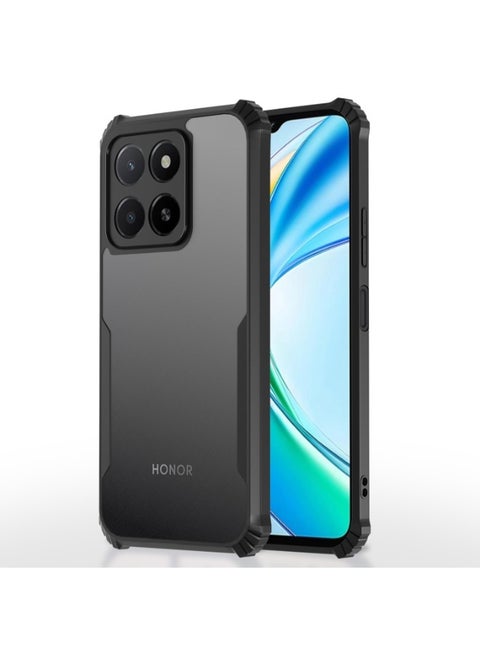 Honor X6c Clear Hard PC Back Cover Case with Shockproof Premium TPU Black Border 360 Degree Impact Resistant Camera lens Protection Transparent Cover For Honor X6c