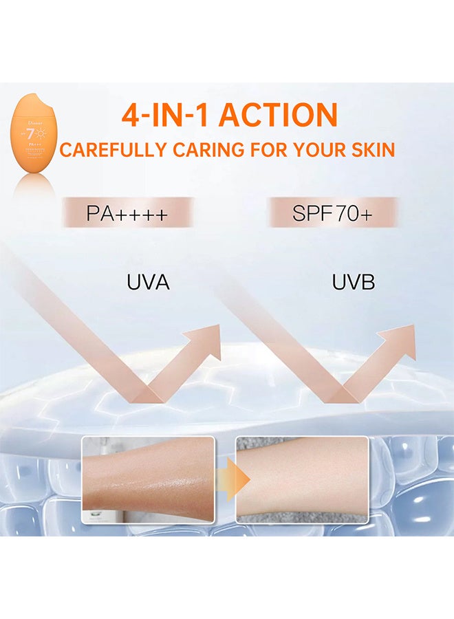 ديسار فيتامين سي تبييض واقي من الشمس SPF 70 PA مرطب تجديد حماية البشرة UVA / UVB طويل الأمد مقاوم للماء والعرق 8 ساعات ، واقي حماية من الشمس ، ترطيب وتفتيح واقي من الشمس يحمي البشرة ، 50 جرام - Image 5