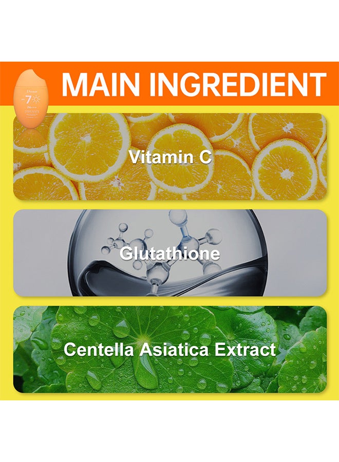 ديسار فيتامين سي تبييض واقي من الشمس SPF 70 PA مرطب تجديد حماية البشرة UVA / UVB طويل الأمد مقاوم للماء والعرق 8 ساعات ، واقي حماية من الشمس ، ترطيب وتفتيح واقي من الشمس يحمي البشرة ، 50 جرام - Image 3