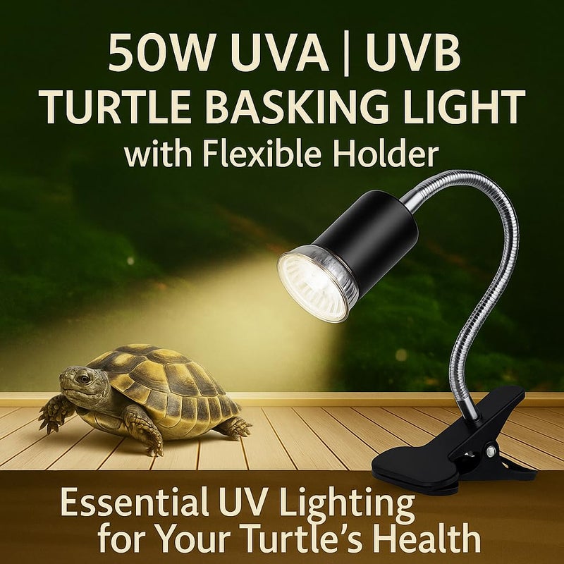 VAYINATO PetzLifeworld 50W Black Reptile Heat Lamp Turtle Lights with Clip, UVA UVB Bulbs Aquarium Basking Lamp Adjustable Holder and Intensity Suitable for Birds During Winter and Reptiles - Image 2