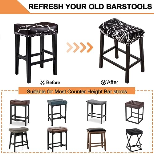 Bifaunvogel Bar Stool Cover Rectangle Set of 4 Printed Stretch Counter Height Bar stools Slipcovers Saddle Stool Slipcover Bench Seat Protector Backless Bar Stools Covers for Kitchen Counter #15 - Image 5